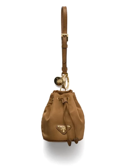 Женский брелок Prada Mini Icon Re-Nylon, коричневый