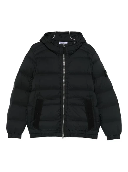 Стеганое пальто с капюшоном Stone Island black