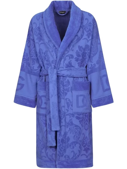 Махровый жаккардовый халат из хлопка Dolce & Gabbana purple