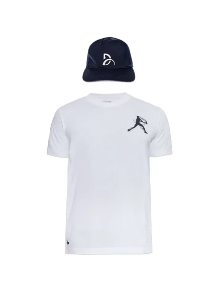 Мужской комплект Lacoste: футболка и кепка, белый