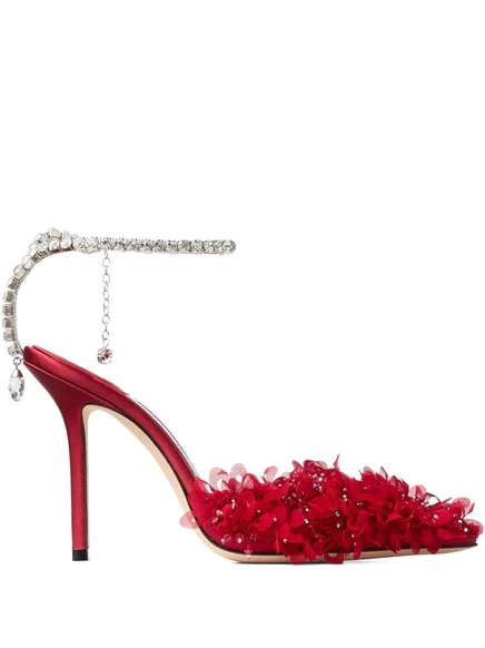Женские туфли-лодочки Jimmy Choo Saeda 100 мм с кристаллами, красные
