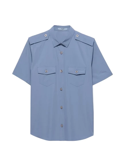 Женская рубашка Prada из хлопкового поплина, синяя