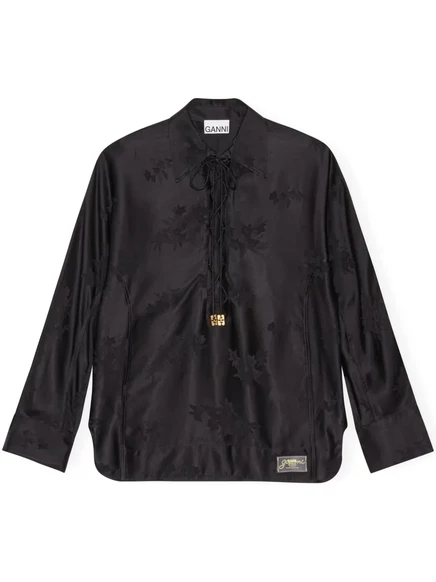 Жаккардовая рубашка с цветочным рисунком от GANNI black