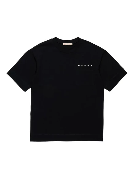 Детская футболка Marni Kids с логотипом, черная