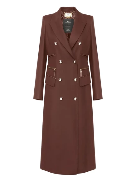 Женское двубортное пальто Elisabetta Franchi, кофейное