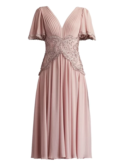 Женское платье Tadashi Shoji миди с кружевом, розовое