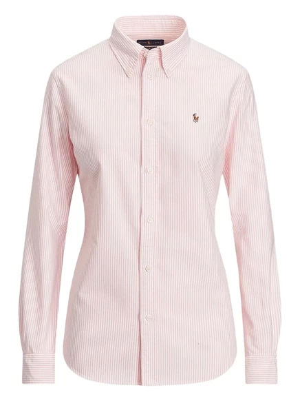 Женская рубашка Polo Ralph Lauren Oxford в полоску, светло-розовая