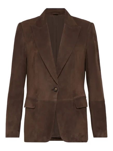 Замшевый блейзер Brunello Cucinelli brown