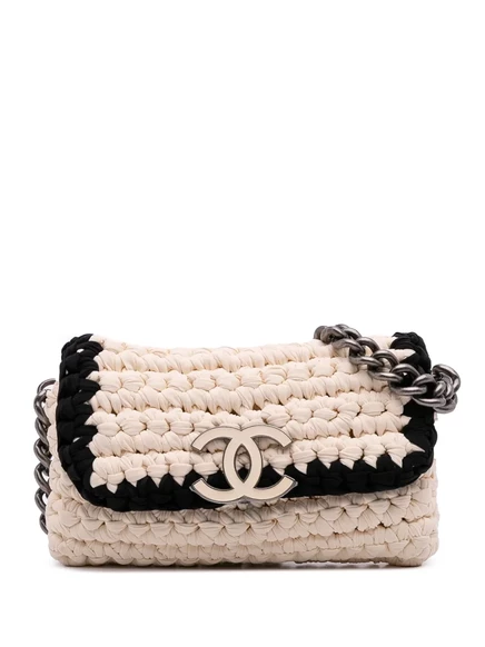 Сумка на плечо CHANEL Fancy Crochet 2014, белая
