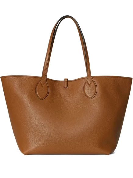 Кожаная сумка-тоут Gucci с реверсивным рисунком GG brown