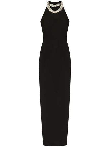Женское платье Balmain с кристаллами, черное