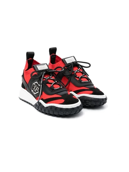 Кеды для мальчиков Philipp Plein Predator, черно-красные