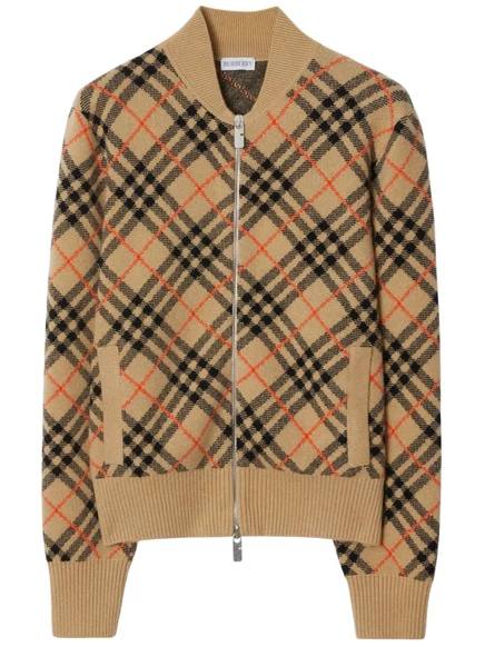 Женский кашемировый кардиган Burberry в клетку, коричневый