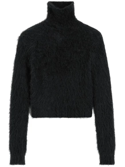 Хлопковый джемпер с матовым эффектом от AMI Paris  black