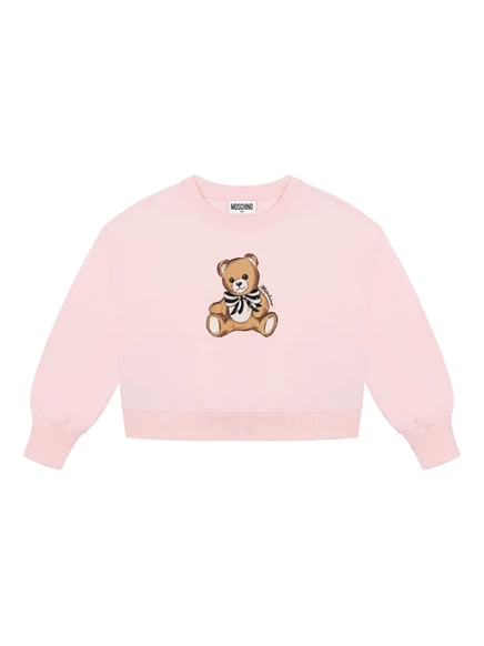Детская толстовка Moschino Kids с принтом мишки, розовая