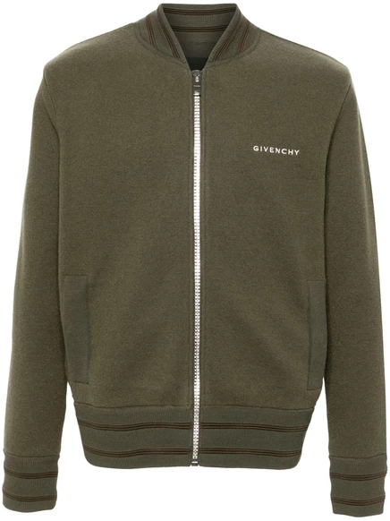 Шерстяная куртка-бомбер Givenchy с нашивками 4G green