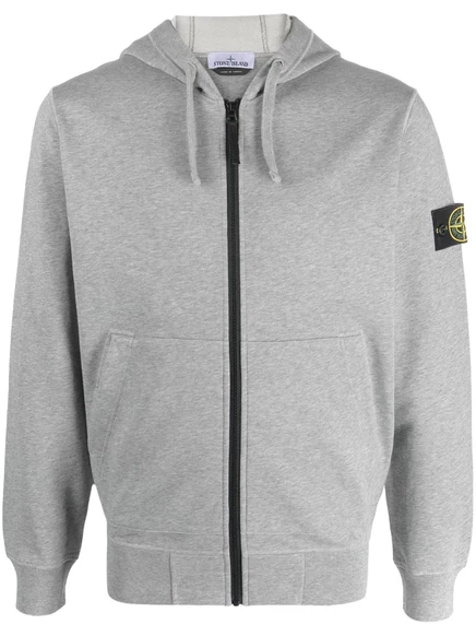 Мужское худи Stone Island с нашивкой Compass, светло-серая