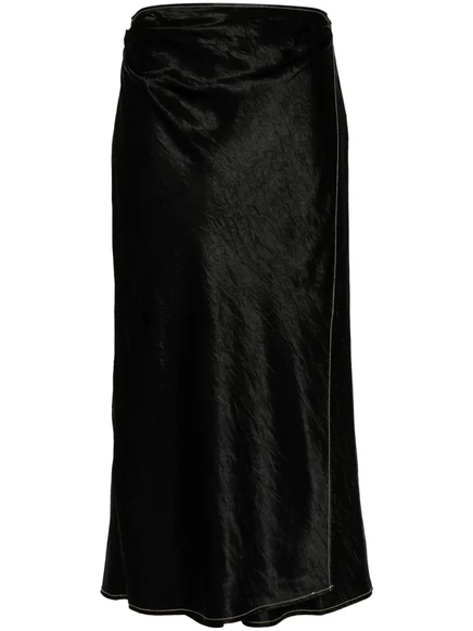 Атласная юбка миди с запахом Acne Studios black