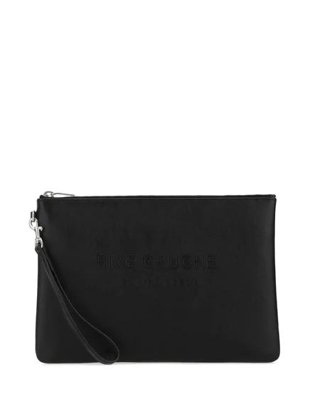 Мужской клатч Saint Laurent Rive Gauche из зернистой кожи, черный