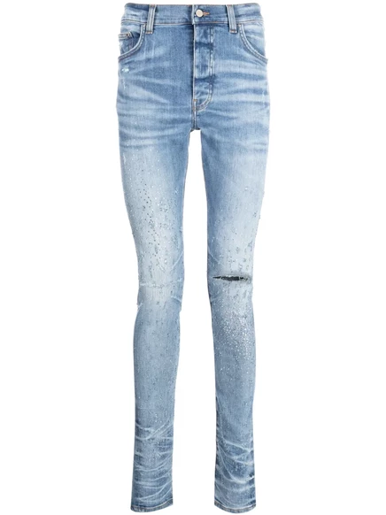 Мужские джинсы Amiri slim-fit с кристаллами, синие