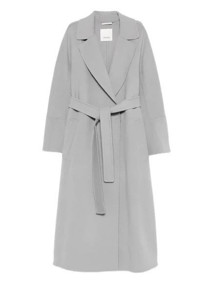 Женское шерстяное пальто S. Max Mara с поясом, серое