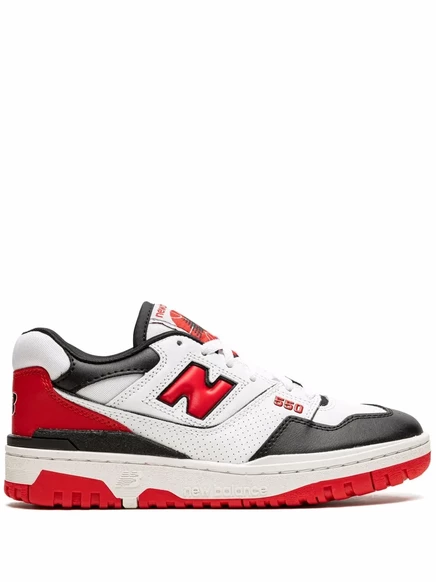 Унисекс кроссовки New Balance 550 кожаные, бело-красно-черные