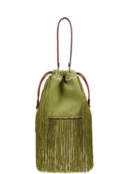 Сумка-ведро ETRO Small Kalispera с бахромой и вышивкой