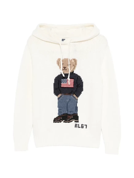 Женское худи Polo Ralph Lauren с медвежьим принтом, белое