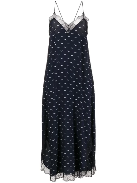 Шелковое платье миди с кружевной отделкой от Zadig&Voltaire blue