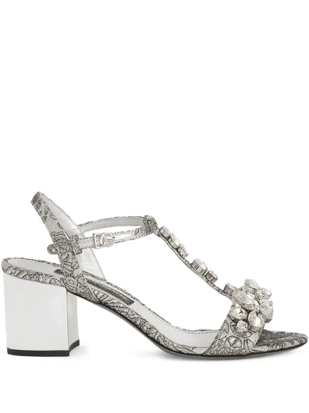 Женские босоножки Dolce & Gabbana 60 мм, серебристые