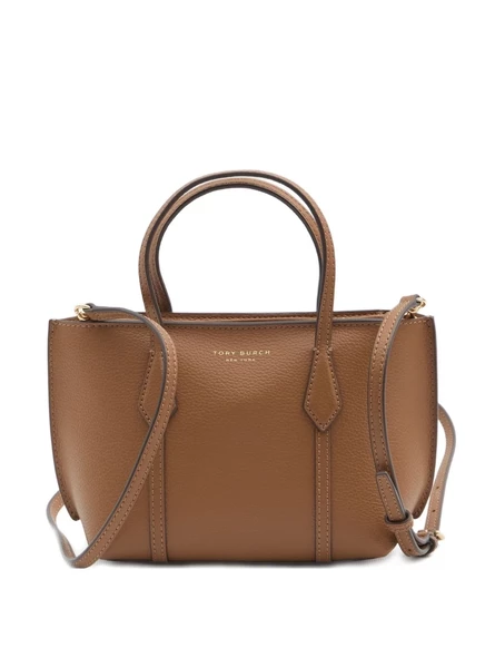 Кожаная сумка-тоут Tory Burch mini Perry на молнии brown