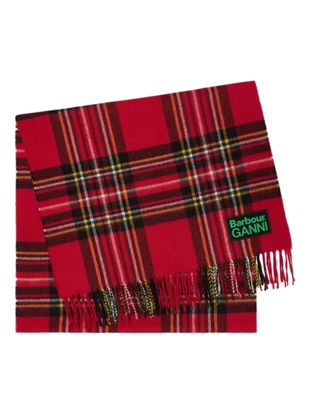 Женский шарф Ganni x Barbour тартановый, красный
