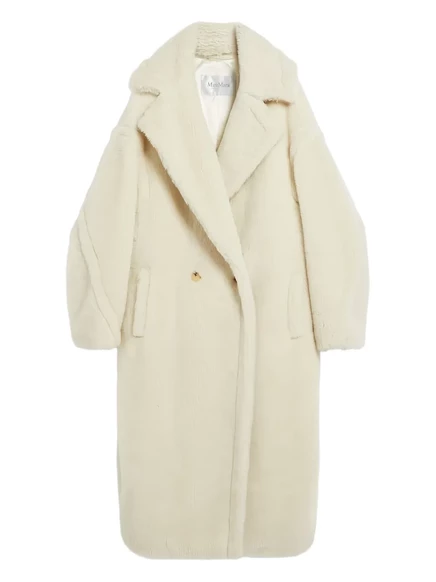 Женское двубортное пальто Max Mara Teddy Bear Icon, белое