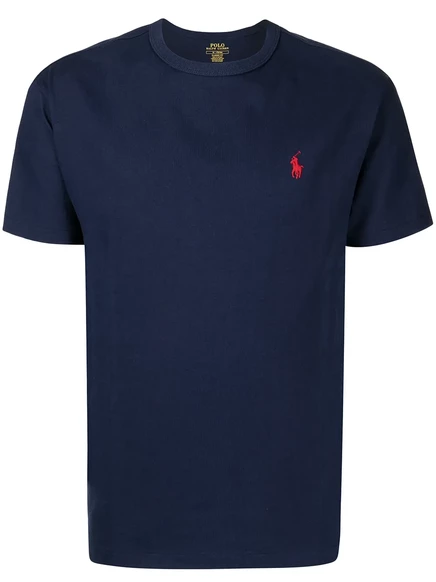 Мужская футболка Polo Ralph Lauren с вышивкой, темно-синяя