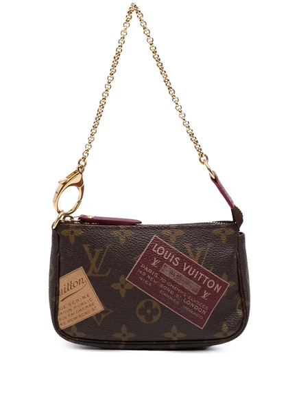 Бывшие в употреблении мужские сумки Louis Vuitton 2009 года выпуска с монограммой Mini Pochette Accessoires brown