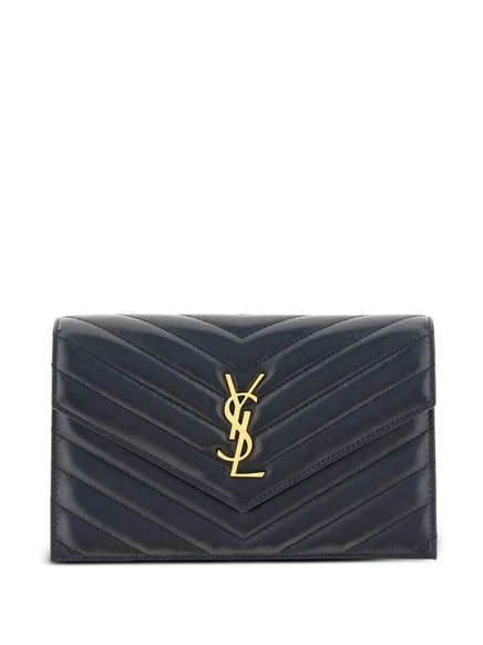 Женский кошелек-конверт Saint Laurent на цепочке, черный