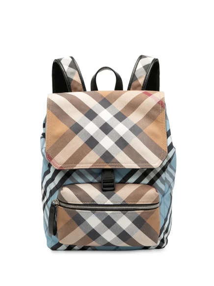 Рюкзак Burberry Pre-Owned Supernova Check из канваса и нейлона, синий