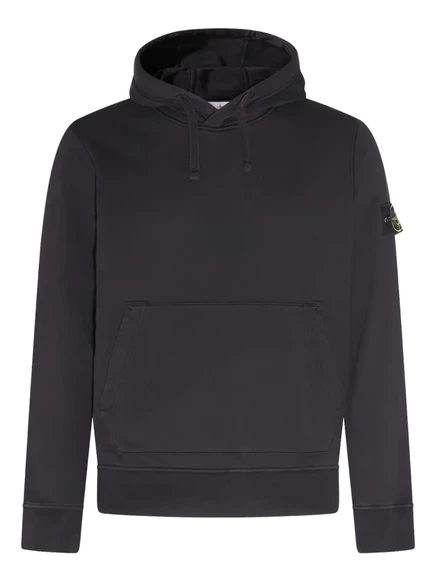 Мужская худи Stone Island с карманом-кенгуру, черная