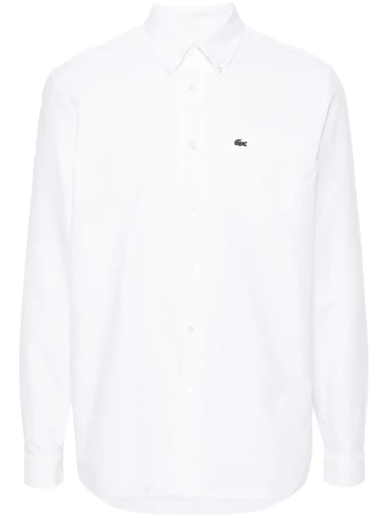 Хлопчатобумажная рубашка с нашивкой с логотипом Lacoste white