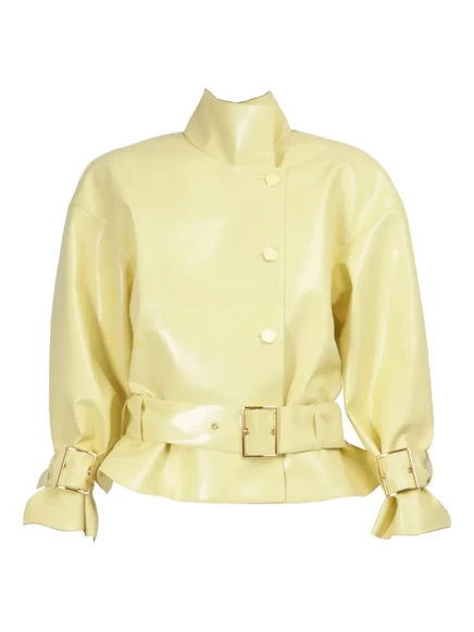 Объемная куртка-бомбер из искусственной кожи Rowen Rose yellow