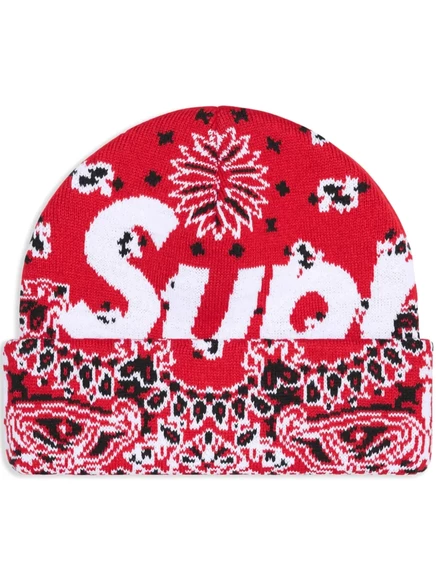 Мужская шапка Supreme с принтом бандана, красная