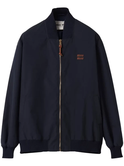 Куртка-бомбер с нашивками с логотипом Miu Miu blue