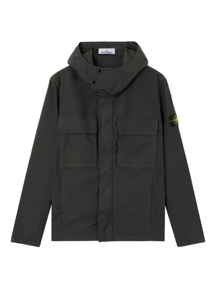 Мужская куртка Stone Island с капюшоном и карманами, черная