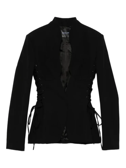 Женский жакет Mugler из шерсти на шнуровке, черный