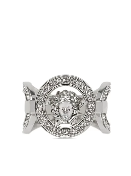 Унисекс кольцо Versace Medusa '95 с кристаллами, серебристое
