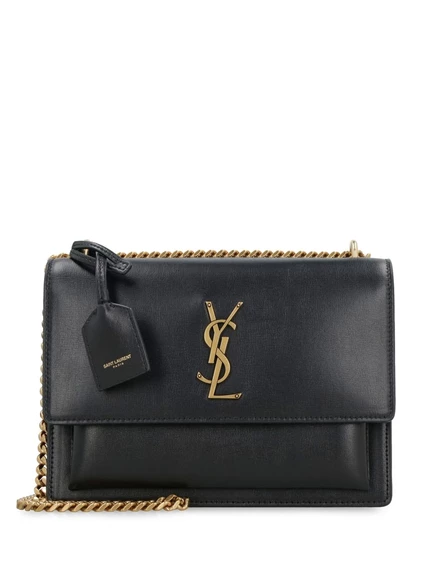 Женская плечевая сумка Saint Laurent Sunset кожаная, черная