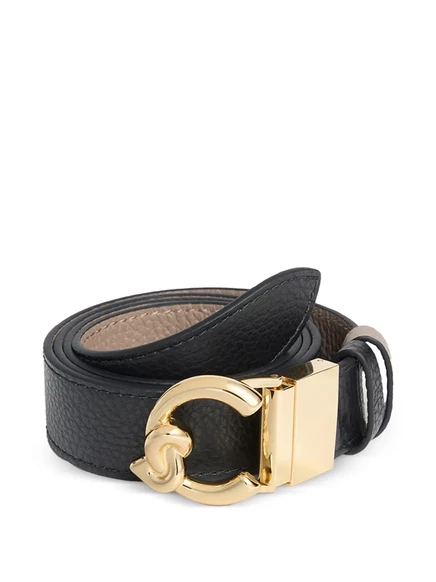 Кожаный ремень с зернистой пряжкой Coccinelle black