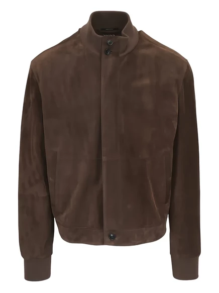Мужская замшевая куртка-бомбер Zegna, коричневая