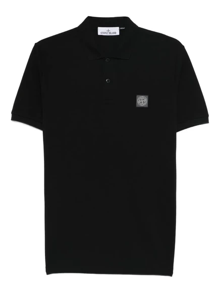 Поло Stone Island с нашивкой, черное