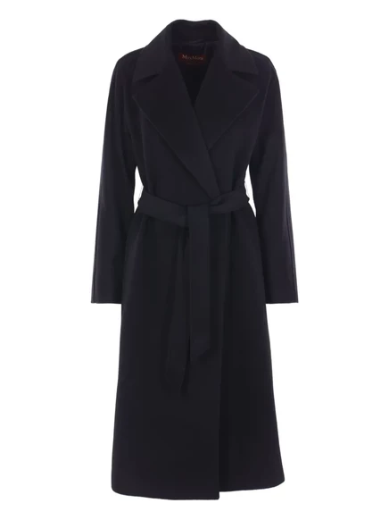 Кашемировое двубортное пальто Max Mara с поясом black